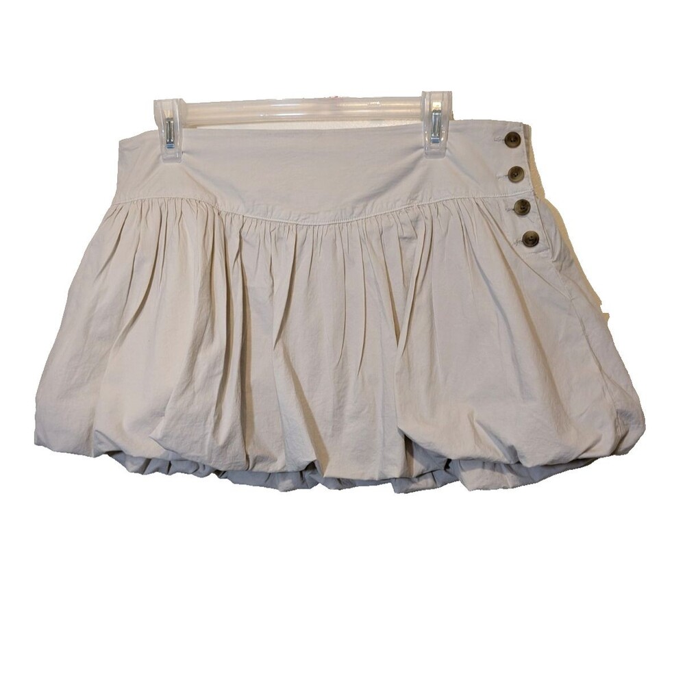 American Eagle Women's Bubble Skort Mini Cream Buttons Size 10